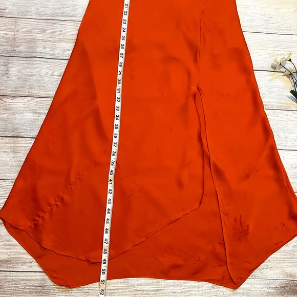 EXPRESS Satin Cowl Neck Asymmetrical Hem Maxi Slip Dress - Picture 15 of 16